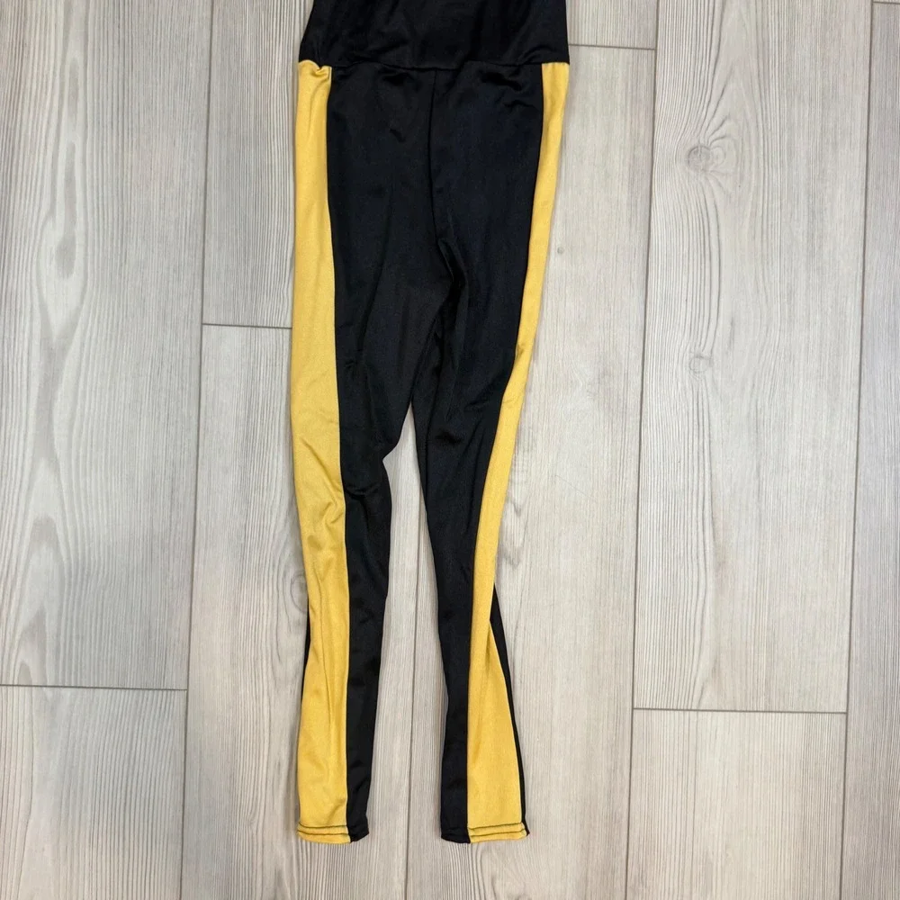 Weissman Girls Black Yellow Stripe Dance Unitard Jumpsuit 15471 SC Small Child